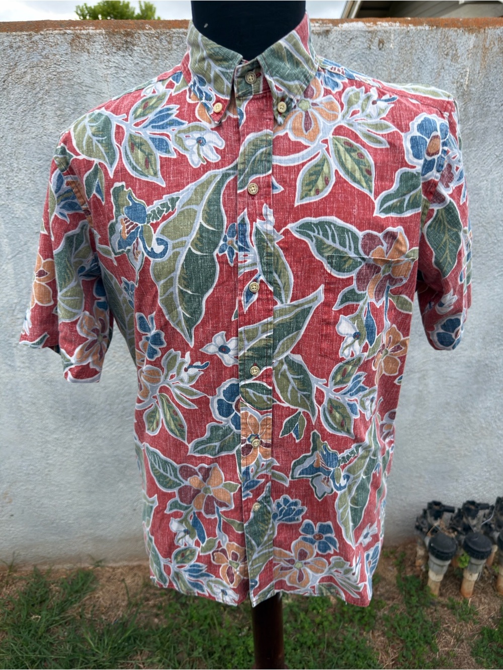 PreOwned Reyn Spooner Hawaiian Print Multicolored Full Button Men's Medium